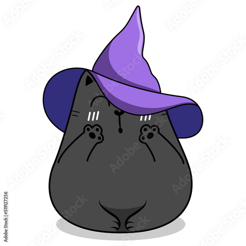 Cute halloween cat in doodle style. Vector illustration.