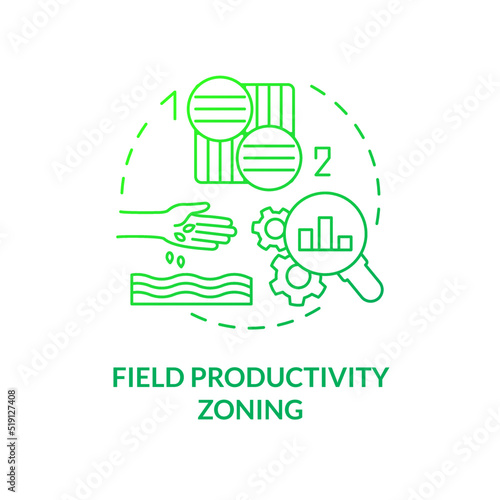 Field productivity zoning green gradient concept icon. Divide field in areas. Increased crop yield abstract idea thin line illustration. Isolated outline drawing. Myriad Pro-Bold font used