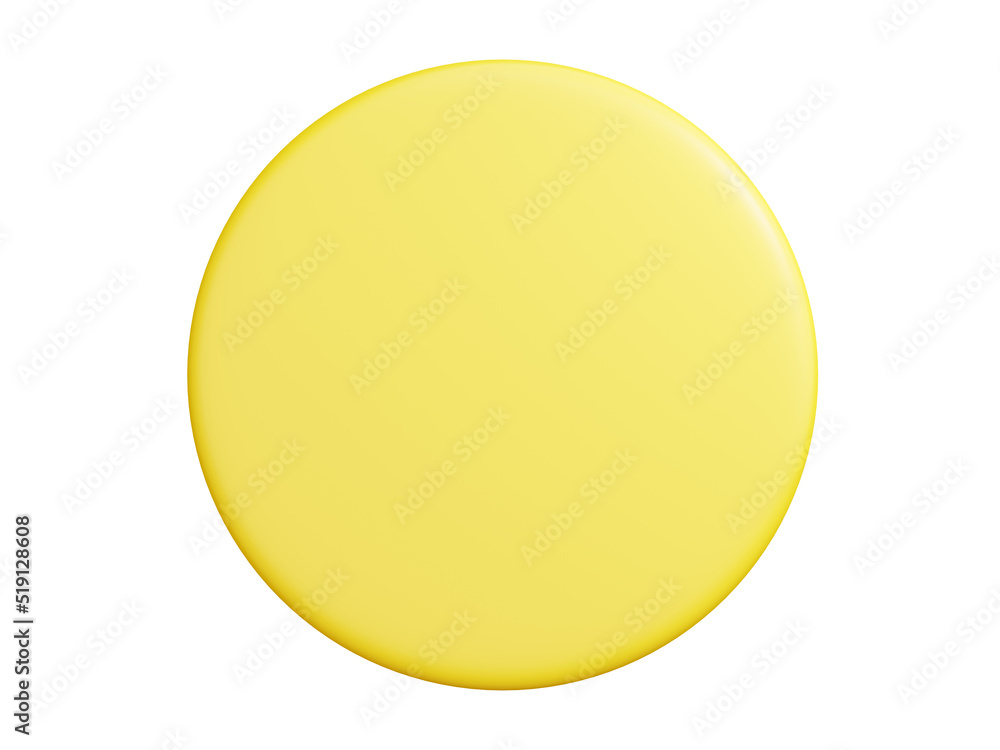 Banner plate 3d render - round shaped yellow plaque with empty space for text for promotion and advertising poster