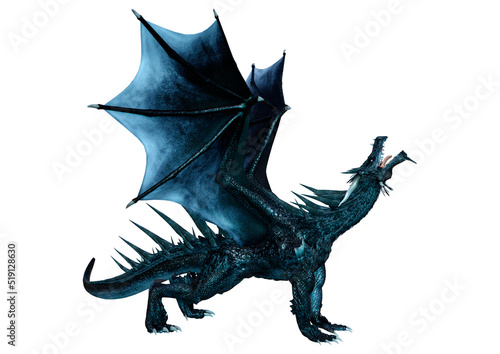 3D Rendering Fairy Tale Dragon on White