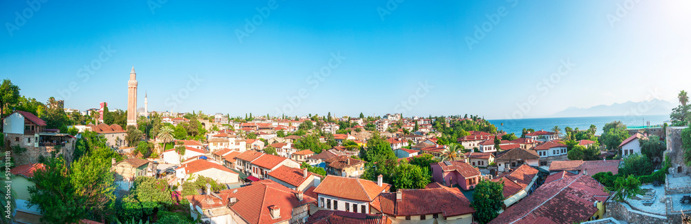 Panorama of Kaleici, one of the important touristic spots of Antalya city