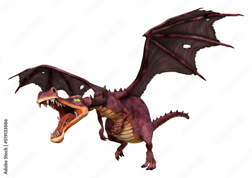 Fototapeta premium 3D Rendering Fairy Tale Dragon on White