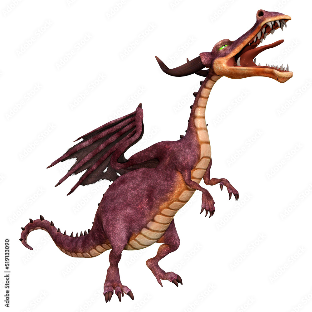 3D Rendering Fairy Tale Dragon on White 3D Rendering Fairy Tale Dragon on White