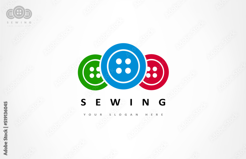 Clothing buttons logo vector design. Sewing logo vector.