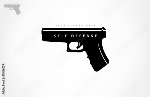 Self defense logo vector. Gun silhouette.