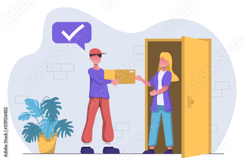 Delivery Service. The courier delivers the parcel to your home.