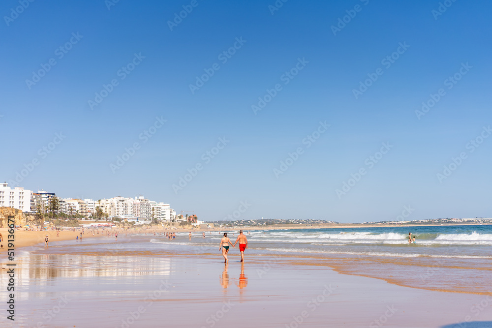Fototapeta premium Armacao de Pera Algarve Portugal. Beautiful view on Atlantic ocean at day time and city