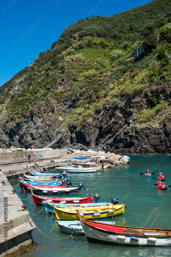 boats in the bay of  Vernazza