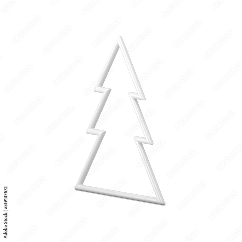 Realistic white elegant triangle Christmas tree frame traditional winter design 3d template vector Realistic white elegant triangle Christmas tree frame traditional winter design 3d template vector
