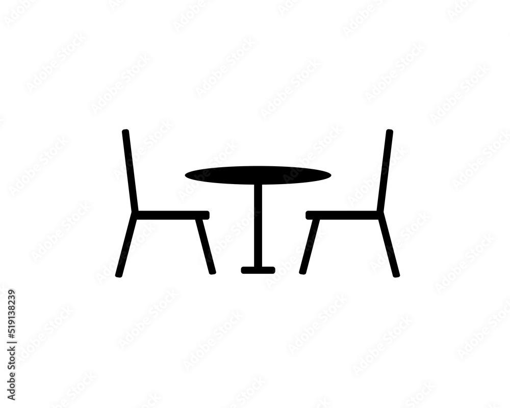 Fototapeta premium Street cafe - table and chairs. Flat vector icon. 