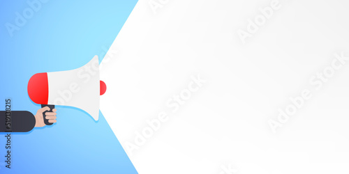 Loudspeaker in hand flat illustration