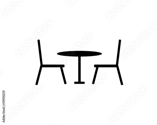 Street cafe - table and chairs. Flat vector icon. 