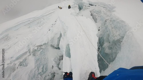 Mount Everest, Himalaya, Nepal 5 June 2021. Indian climbers are trekking toward The world's highest peak, Mount Everest (8,849 meters).