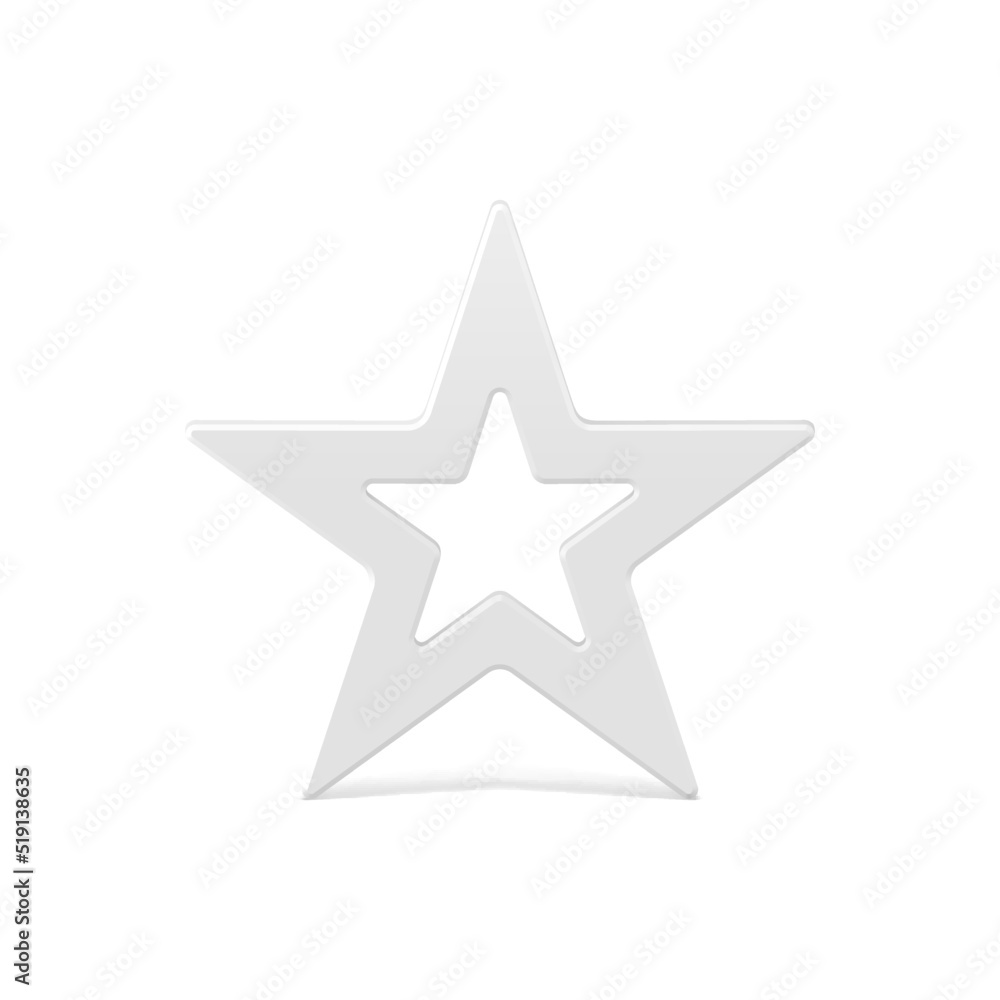 White tenderness five pointed star metallic glass shine Christmas tree design realistic vector White tenderness five pointed star metallic glass shine Christmas tree design realistic vector