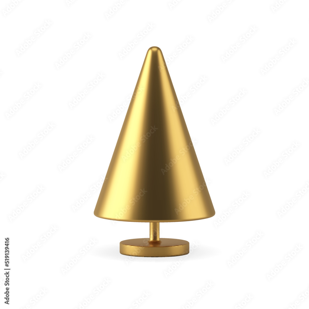 Luxury minimalist metallic golden Christmas tree on rack Xmas winter holiday realistic vector Luxury minimalist metallic golden Christmas tree on rack Xmas winter holiday realistic vector