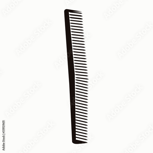 Vector icon of a black hair comb. The silhouette of the comb, highlighted on a white background