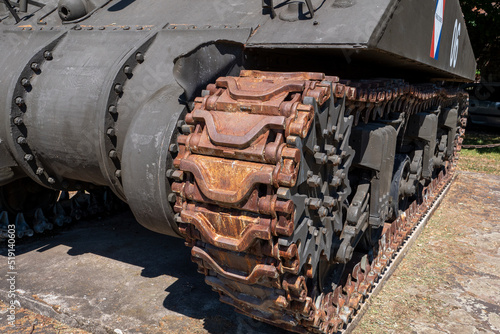 view of the front of the caterpillar Sherman tank photo