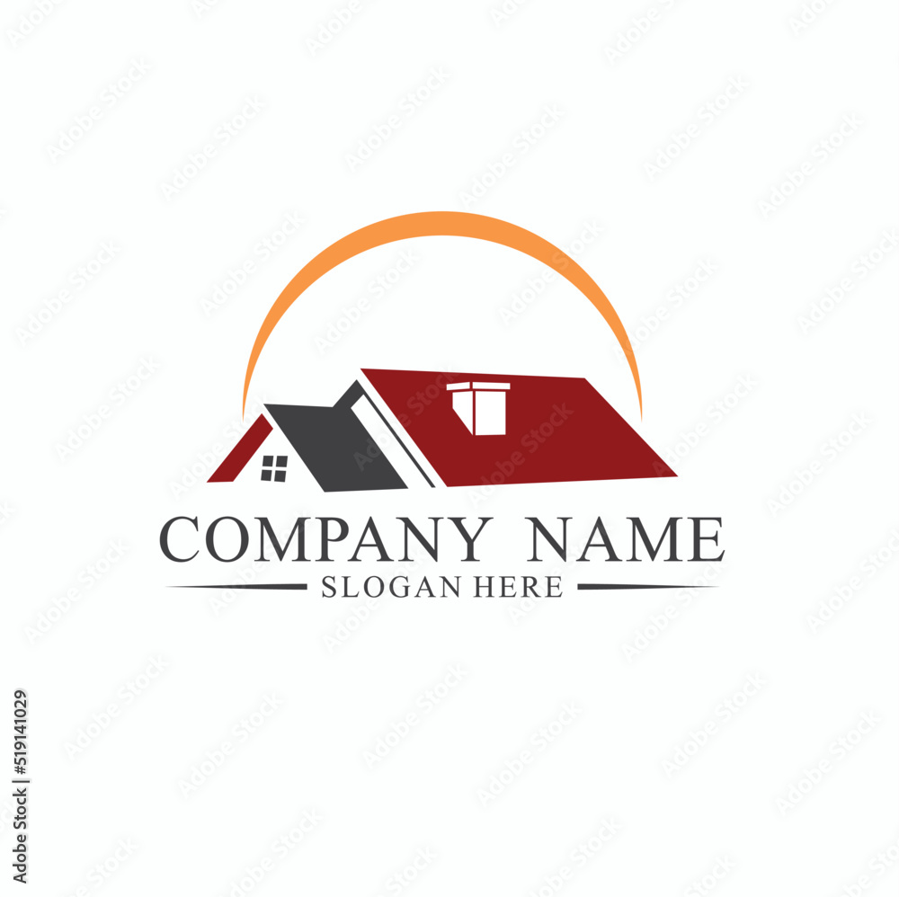 logo template for roofing house service, vector art.