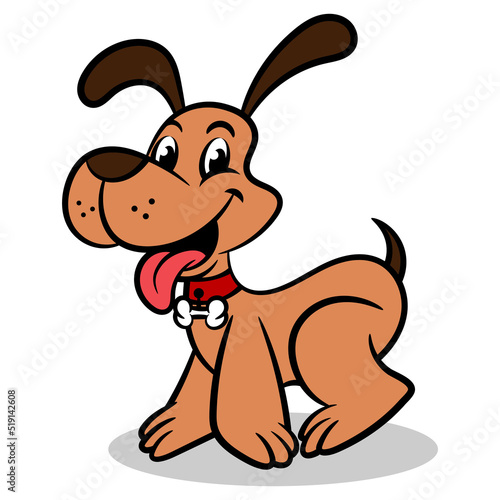 Cartoon illustration of Adorable puppy wagging tails because happy  best for logo  sticker  and mascot for Pet Shop