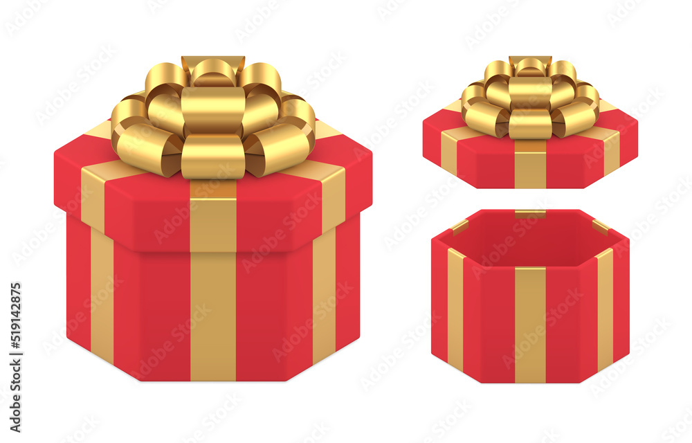 Amazing wrapped red festive container set with open and closed cap holiday present unpacking Amazing wrapped red festive container set with open and closed cap holiday present unpacking