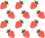 Strawberries background isolated on white. Summer seamless pattern vector.