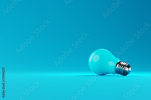 Blue light bulb over a bluebackground. The concept of electricity, light, dealing with the dark. Idea and concept. 3d render, 3d illustrator