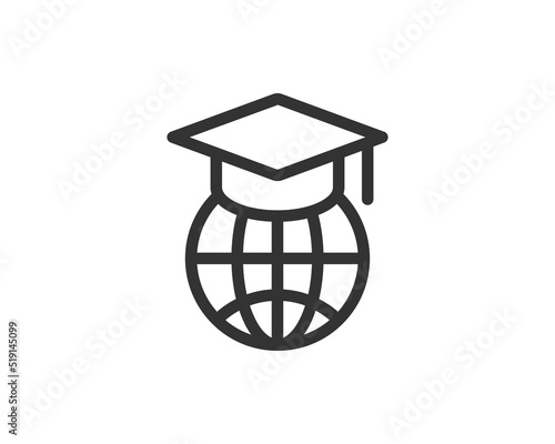 Education icon vector illustartion. College cap or graduate hat symbol. Student degree sign.