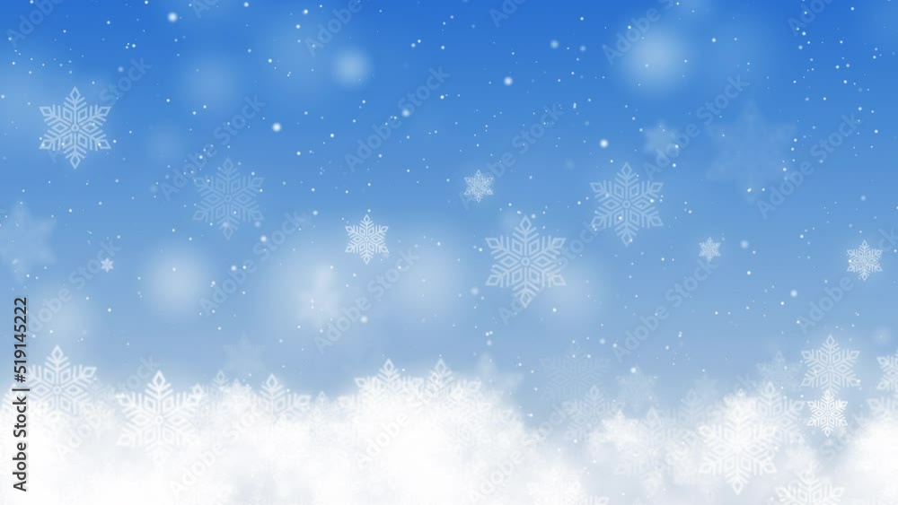 Blue Christmas Holiday Background with Snowflakes and Snow. 4K Video Looped Blue Christmas Holiday Background with Snowflakes and Snow. 4K Video Looped