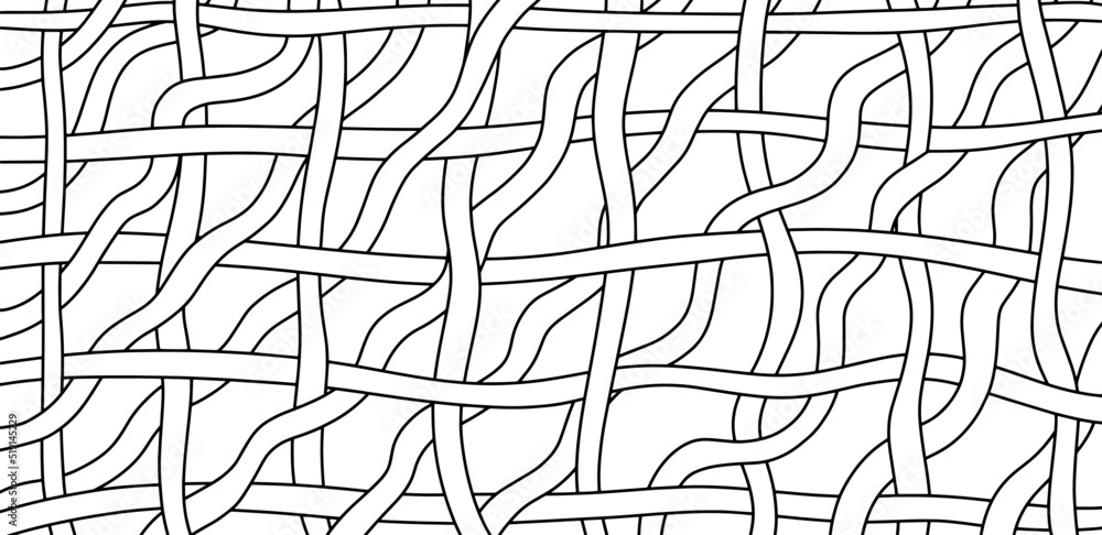 Scattered Geometric Line Shapes. Hand drawn Doodle elements. Abstract Background Design. Vector Black and White Pattern.