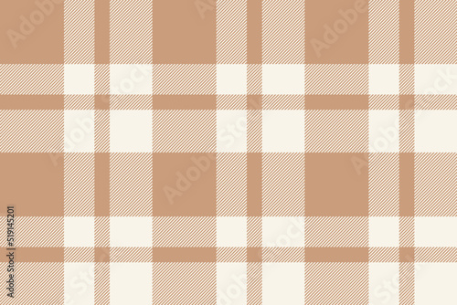 Plaid background, check seamless pattern in beige. Vector fabric texture for textile print, wrapping paper, gift card or wallpaper.