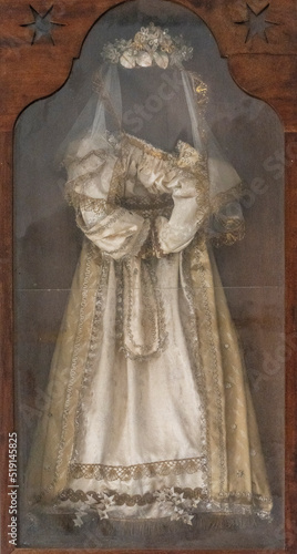 old wedding dress, Monti-Sion santuari, Majorca, Balearic Islands, Spain