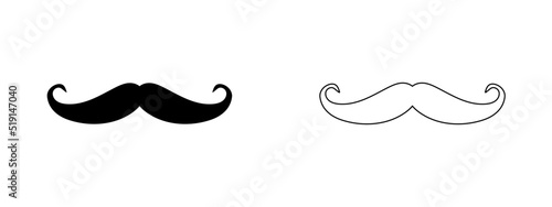Mustache vector icon. Barber symbol silhouette isolated on white background.