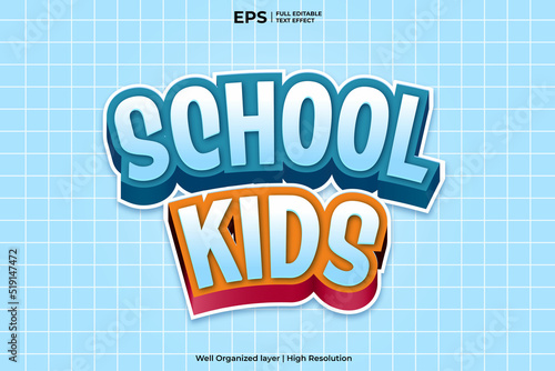 School kids 3d editable text effect template in cheerful style