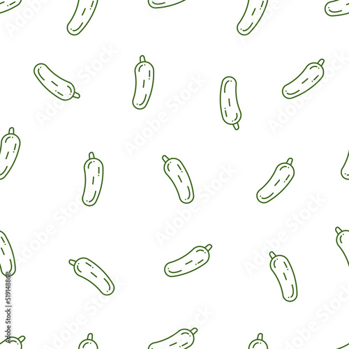 Linear seamless pattern with cucumbers. A simple pattern with cucumbers on a white background.