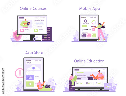Network engineer online service or platform set. Specialist setting up