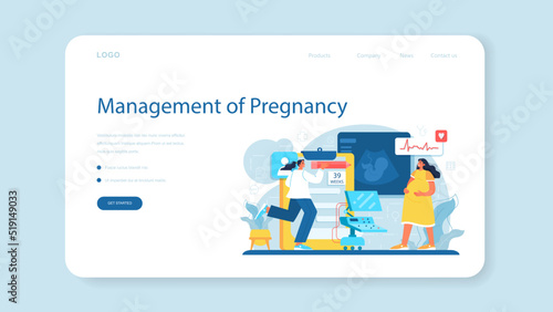 Obstetrician web banner or landing page. Reproductologist