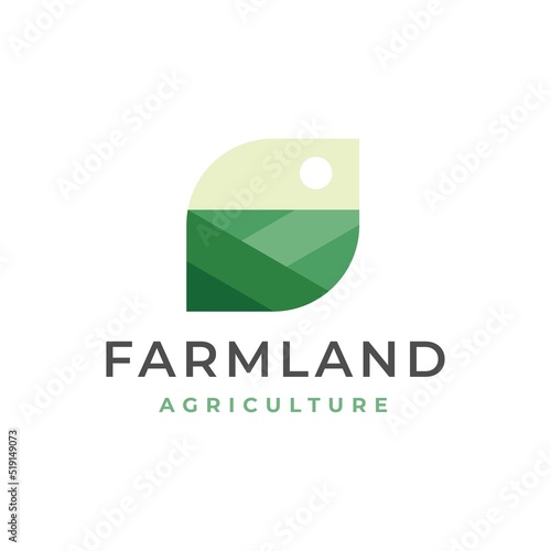 Farm Land Agriculture Flat Illustration Logo Design