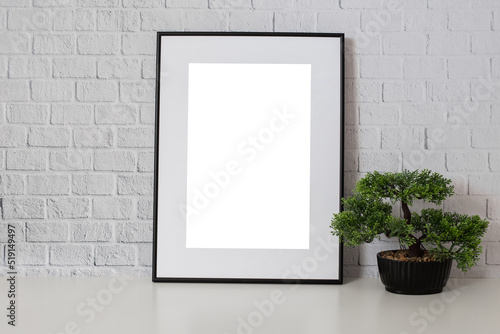Mock up poster. Minimal template with empty picture frame mock up. Wall decor, home wall © Katarzyna
