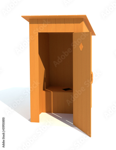 rural outdoor toilet made of wood 3d render illustration