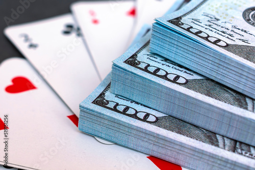Obraz na plátne A large amount of cash for a poker bet in a casino