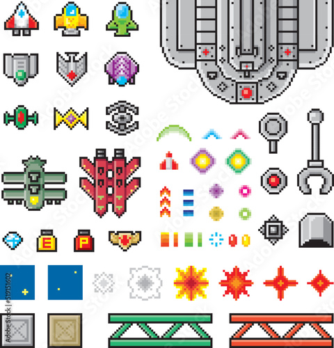 シューティングゲーム風ドット絵　素材