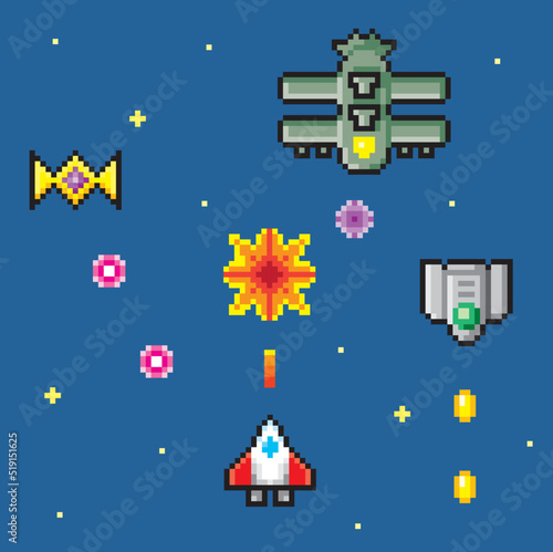 シューティングゲーム風ドット絵　画面