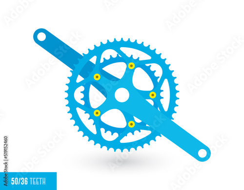 Vector crank road bike chainring set 50 - 36  teeth. Isolated on white background.