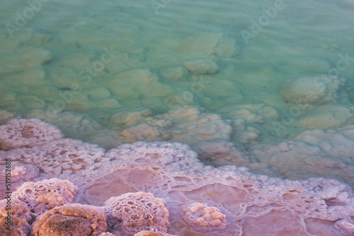 Dead Sea water and salt deposits
