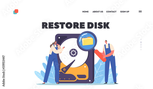 Data Recovery Service, Backup, Information Protection, Hardware Repair Concept. Cartoon Vector Illustration