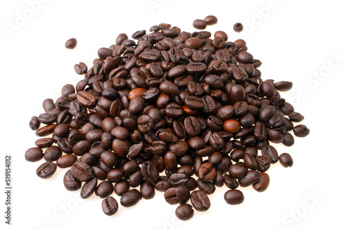 heap of coffee beans on a white background. soft focus.shallow focus effect.