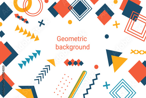 Colored geometric abstract background. Modern grid flyer with geometric shapes, graphics. geometric grid banner bright presentation illustration.