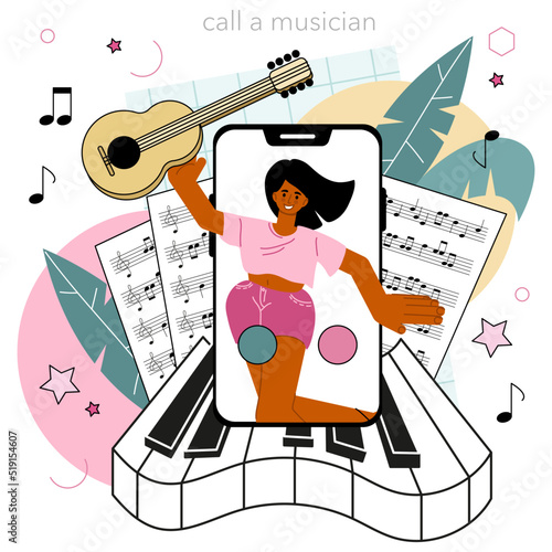 Music school or course online service or platform. Students learn