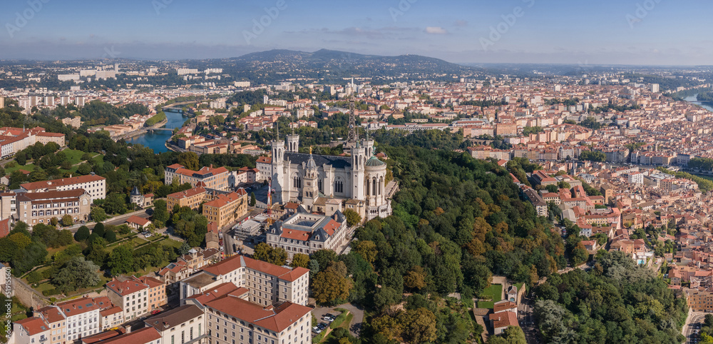 panoramic view of Lyon, France architecture