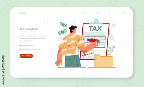 Accountant web banner or landing page. Professional bookkeeper.